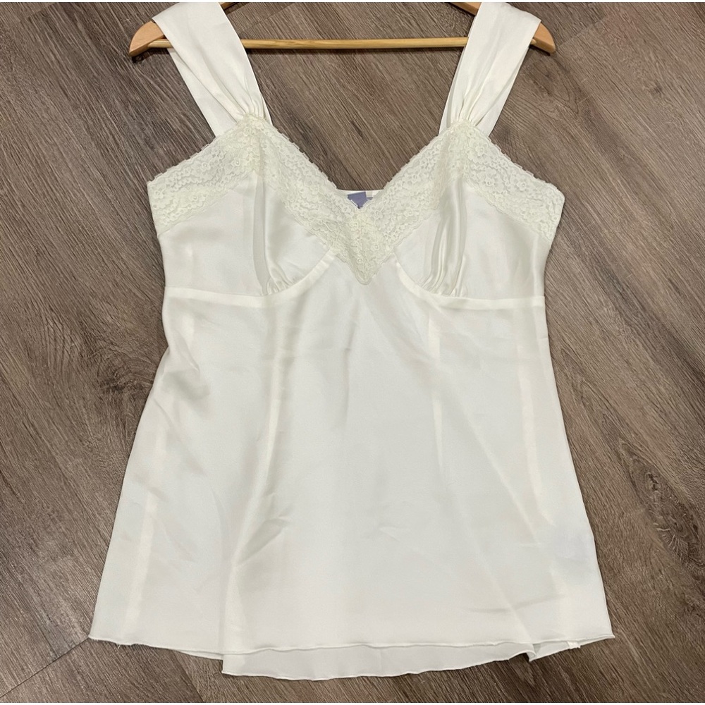 Nine & Co. Beaded Lace White Ivory Satin Tank Top Size 8 Evening Wedding